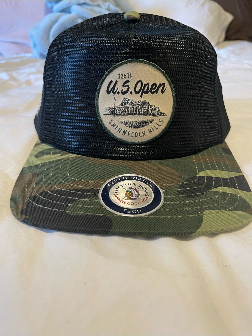 U.S. Open 126th Camouflage Trucker Hat - Black Mesh, Green Camo Brim